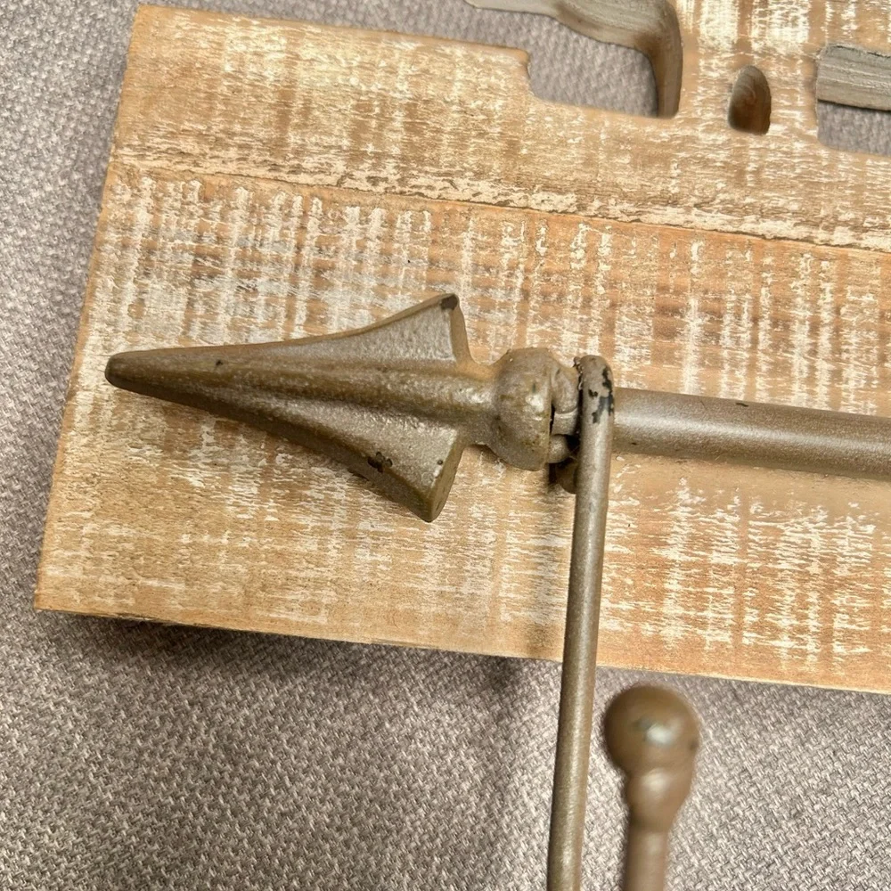 PREMIER HOUSE Wood Metal 3 Pigs Coat Keys Hat Holder Hooks Farmhouse #0615256